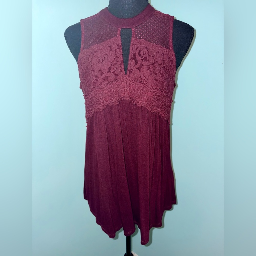 💐Maurices Burgundy Lace Women's Blouse